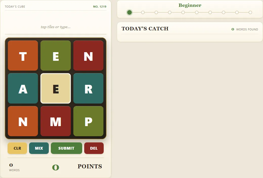 Word Cube letter grid