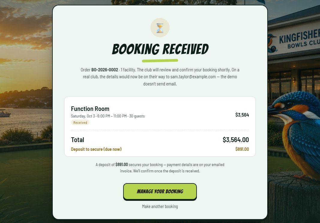 Booking received for the same order — BO-2026-0002, deposit to secure, manage-your-booking link