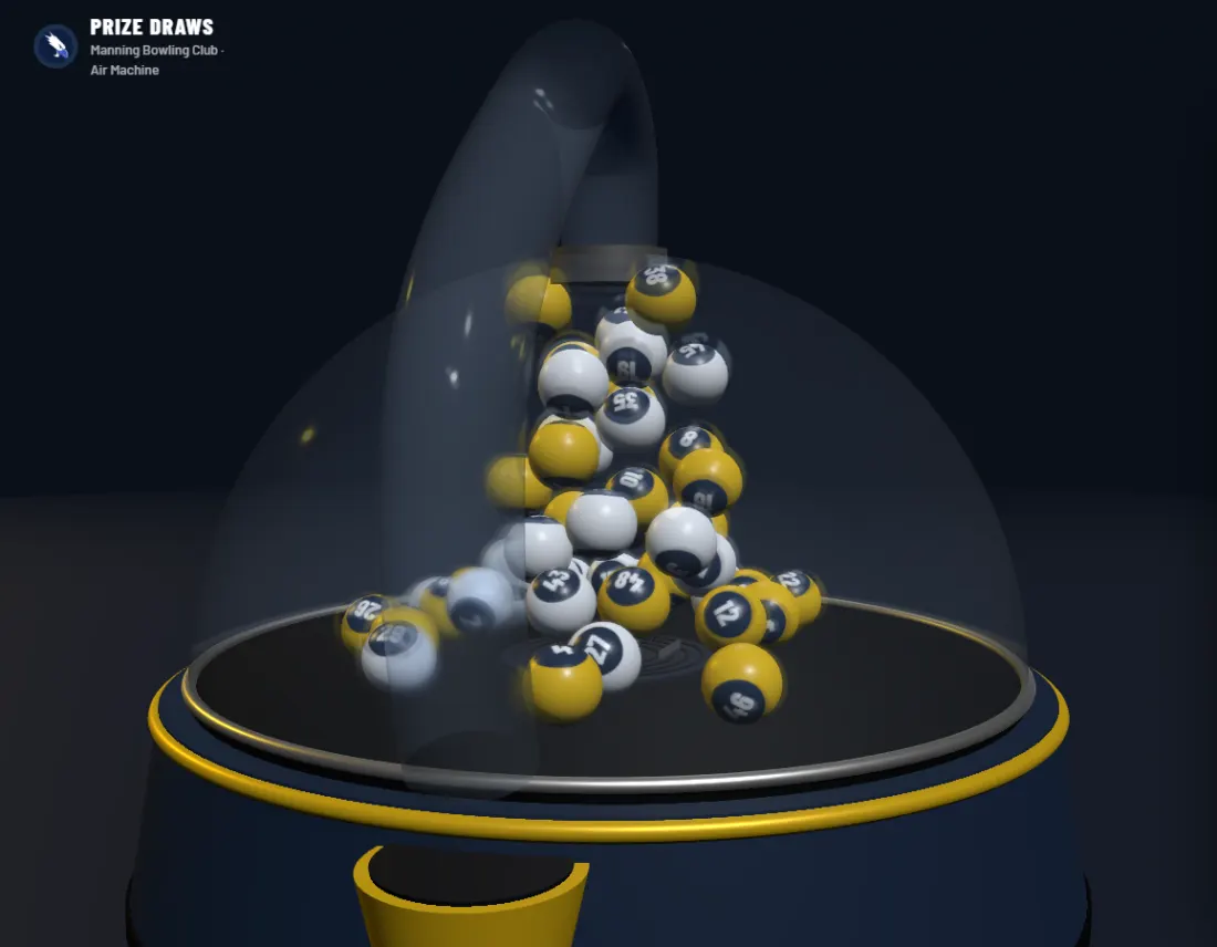 Air Machine draw mid-spin on a clubhouse screen