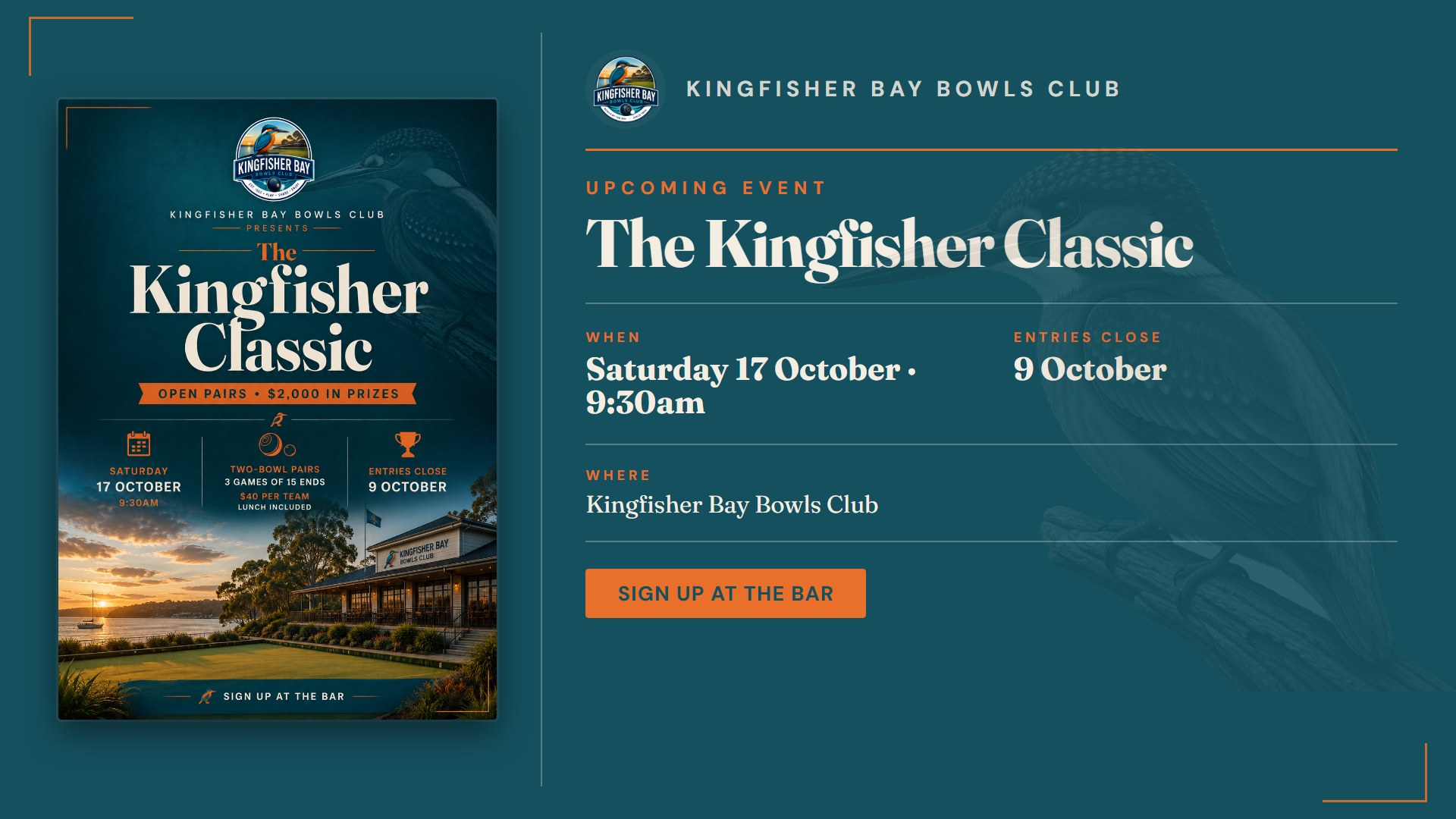 Club TV — the Kingfisher Classic event poster board