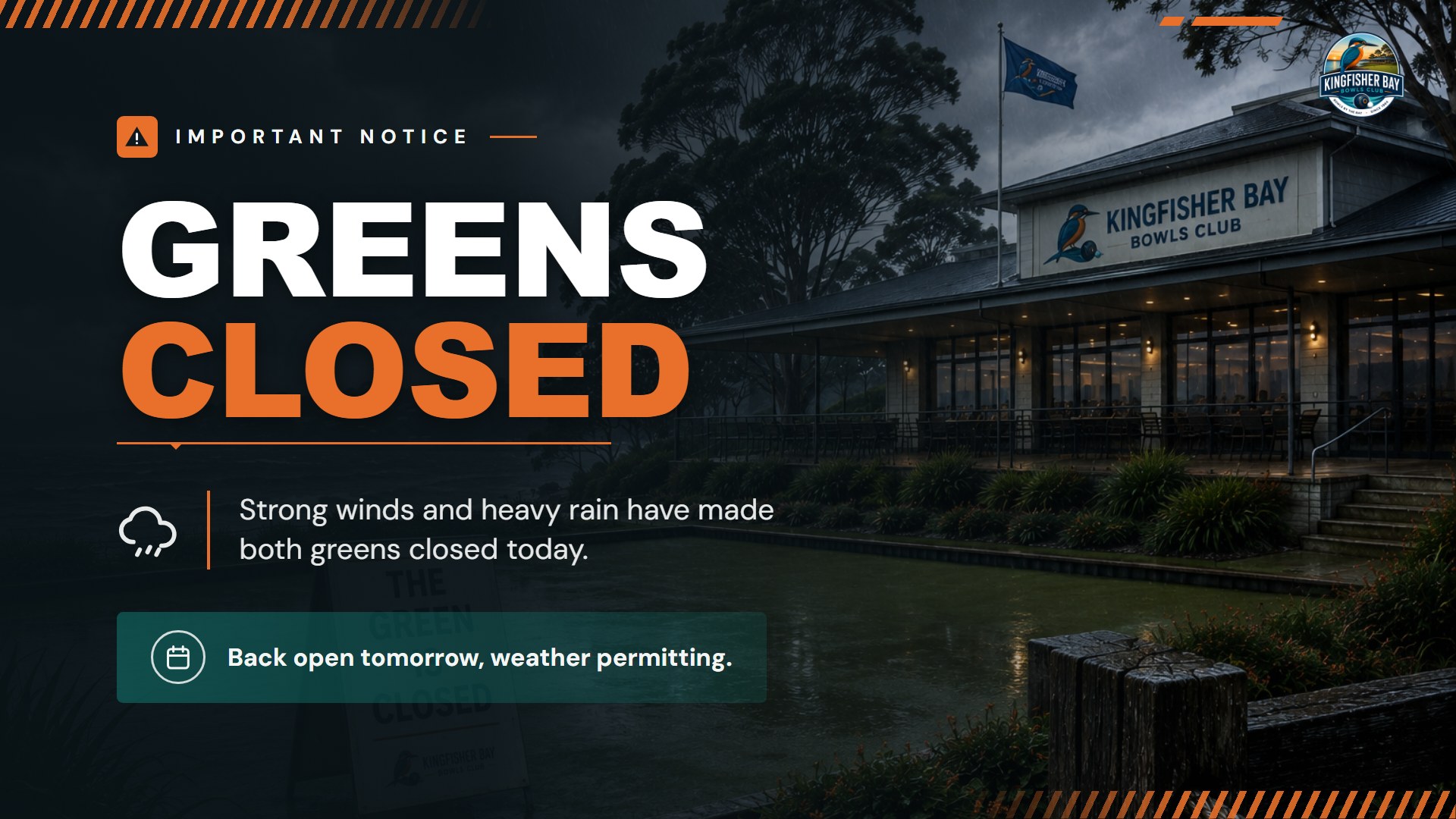 Greens closed alert board
