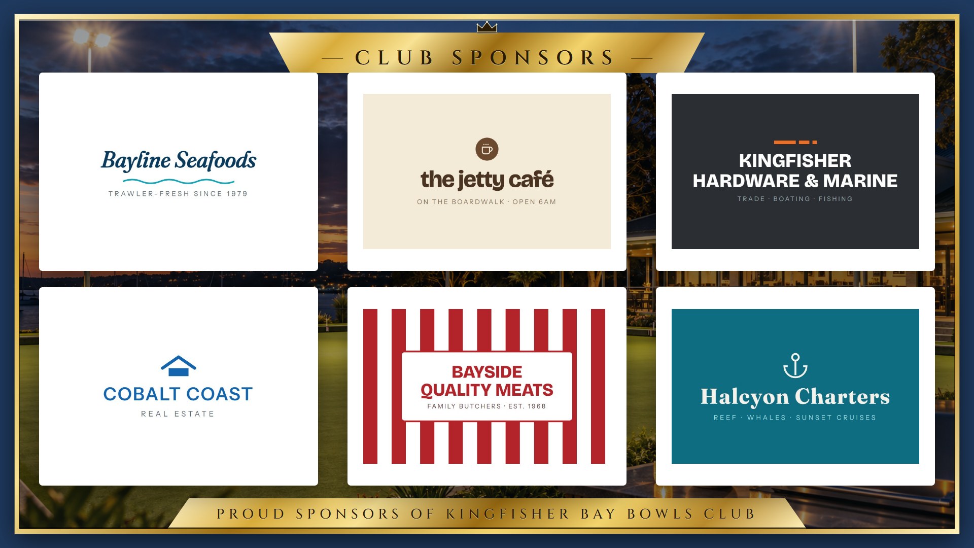 Club TV — sponsor wall in a gold frame
